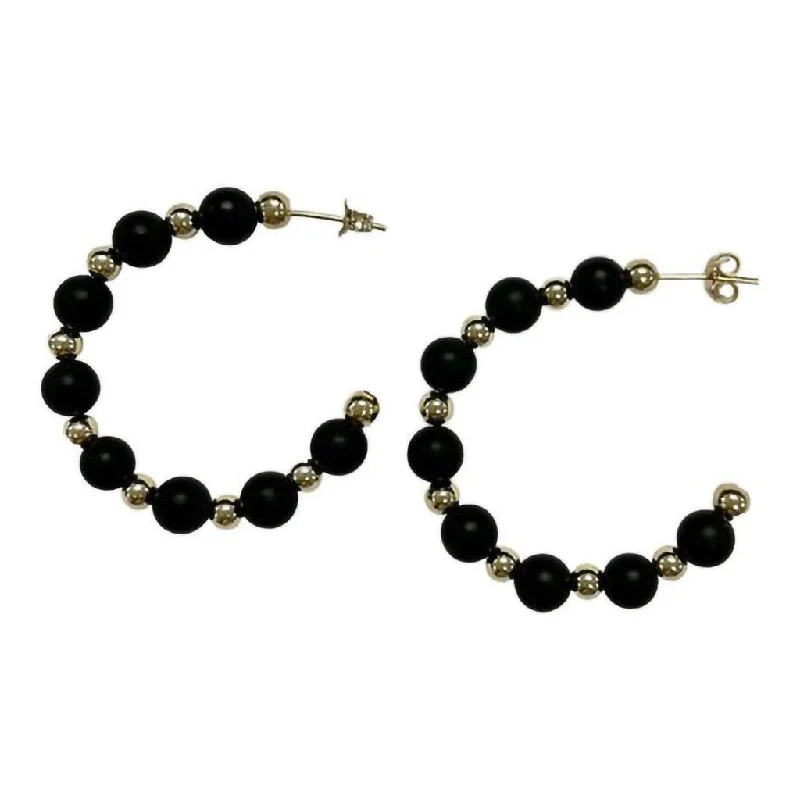 enewton design  : Beaded Grateful Bliss  1.25" Post Hoop- 3mm Matte Onyx