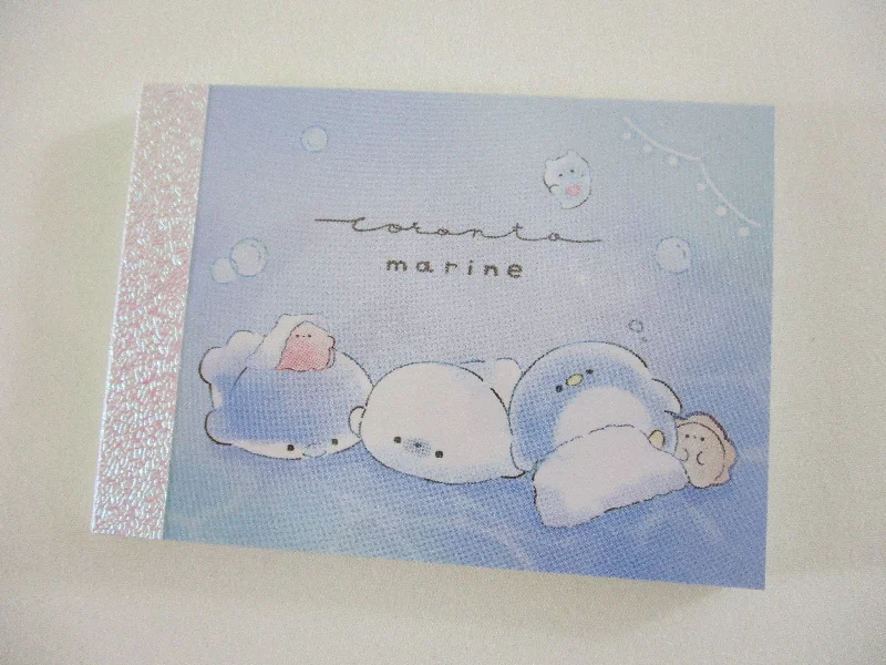 Cute Kawaii Q-lia Whale Penguin Marine Ocean Blue Mini Notepad / Memo Pad - Stationery Designer Writing Paper Collection