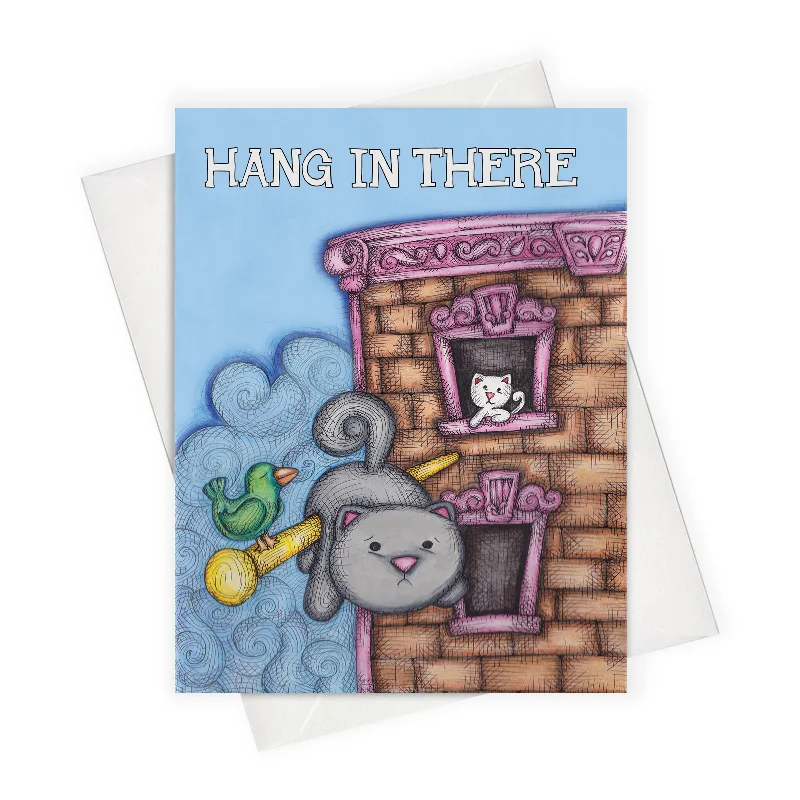 HANG IN THERE CARD | SYMPATHY CARD | Feel Better Cat Card | Sympathy Greeting Card | Get Better Card | Cone of shame card | Cards for friends | Cute Cat Card