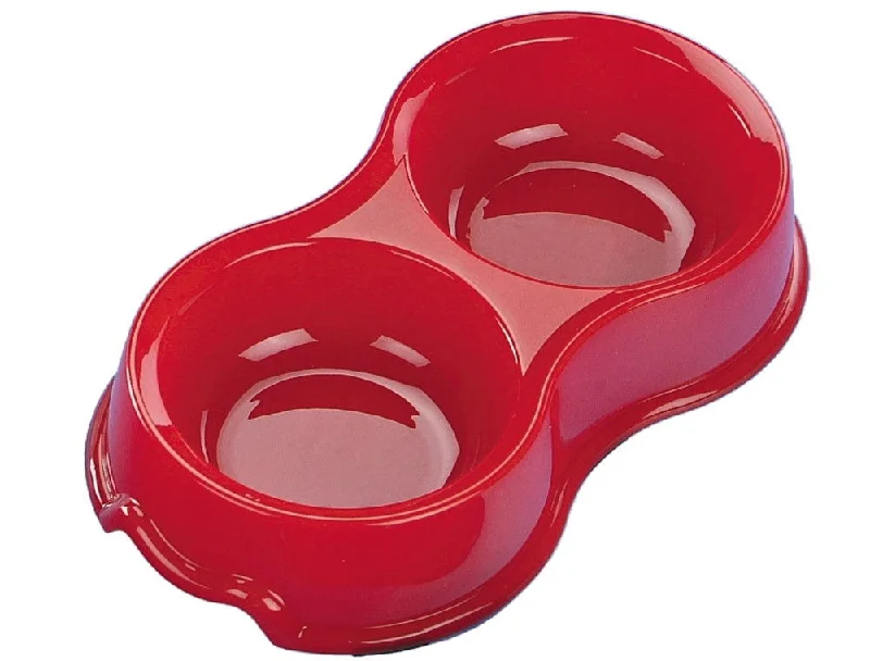 72696-01 Dog Feed and water bowl red 2 x 800 ml