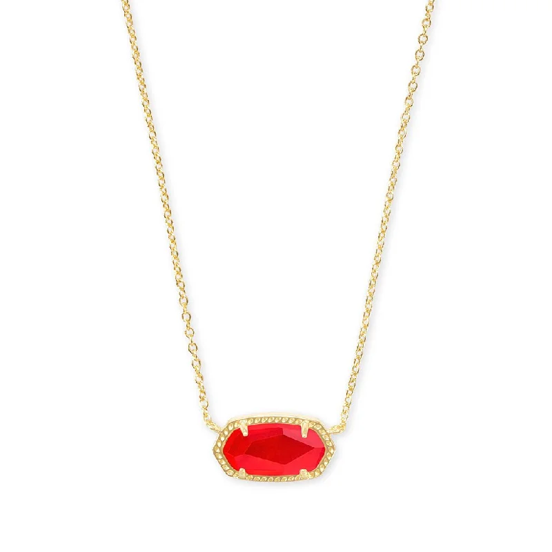 Kendra Scott : Elisa Gold Pendant Necklace in Red Illusion