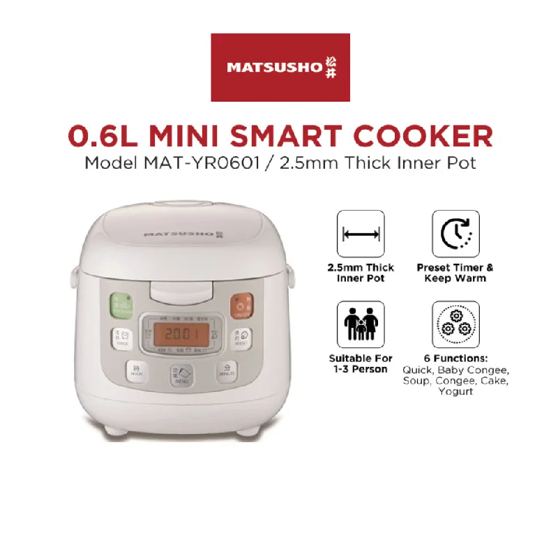 Matsusho Thick Pot Rice Cooker with 6 Functions (0.6L)