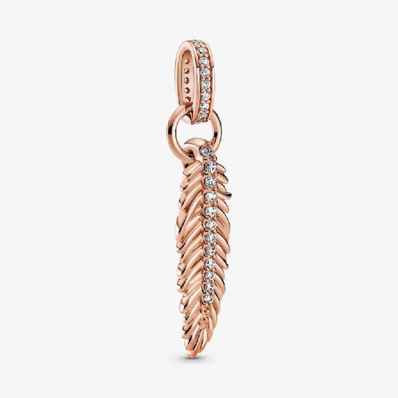 PANDORA : Sparkling Feather Dangle Charm