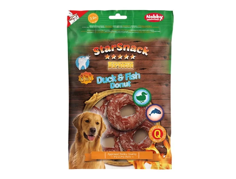 50751 NOBBY StarSnack Barbecue Duck & Fish Donut 110 g, Ø 5,5 - 6 cm, 4 Pcs