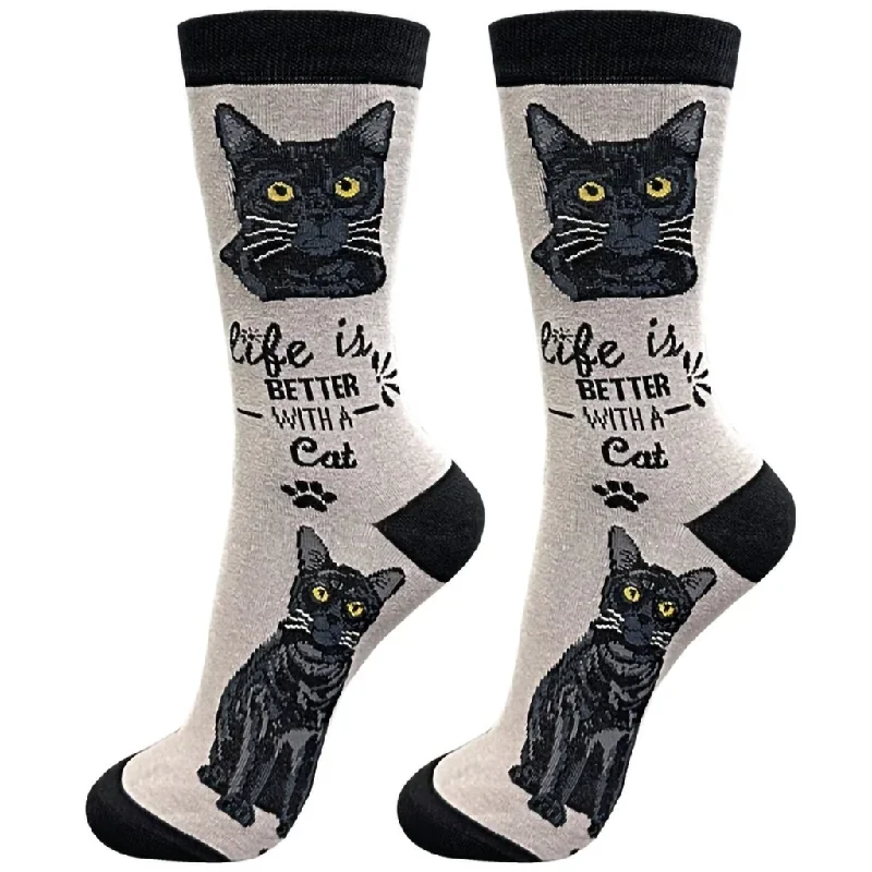 E & S Imports : Life Is Better With A Black Cat Unisex Socks