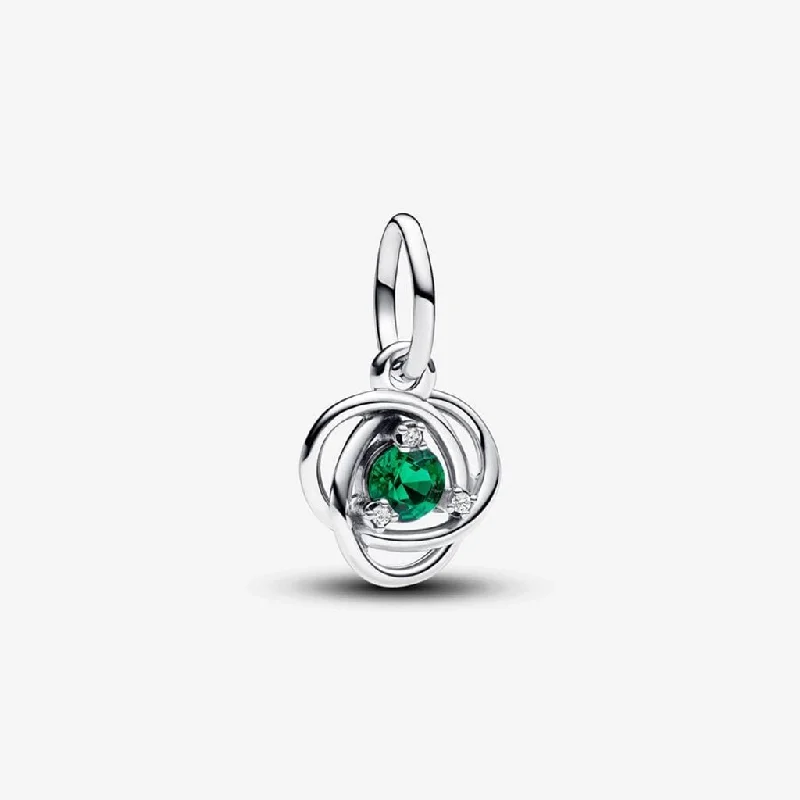 PANDORA : May Royal Green Eternity Circle Dangle Charm - Sterling Silver