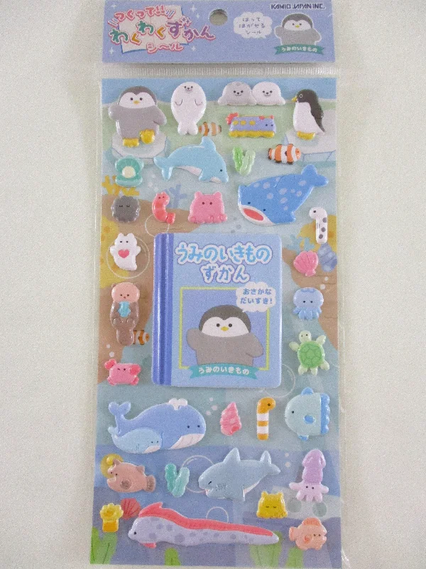 Cute Kawaii Kamio Sticker + Mini Display Book - Fish Ocean Penguin Seal Dolphin Beach Underwater - for Journal Planner Craft Agenda Organizer Scrapbook Stationery Gift