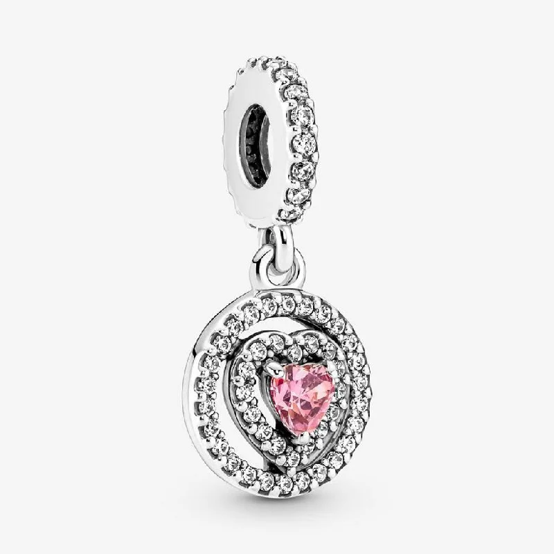 PANDORA : Sparkling Double Halo Heart Dangle Charm