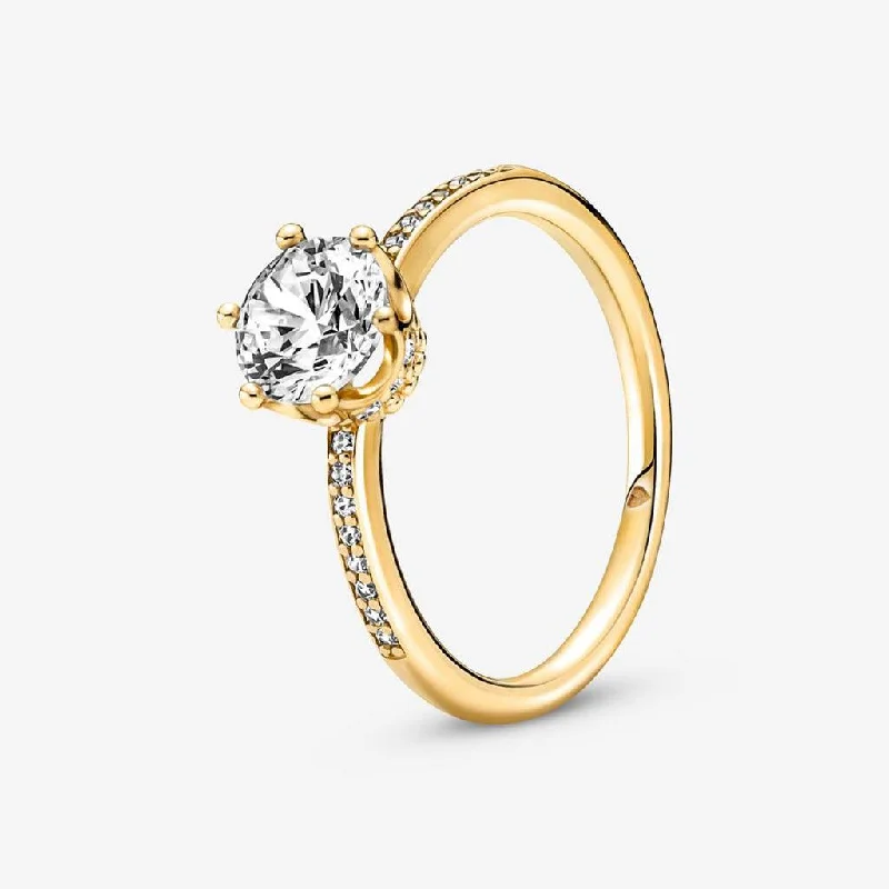 PANDORA : Clear Sparkling Crown Solitaire Ring