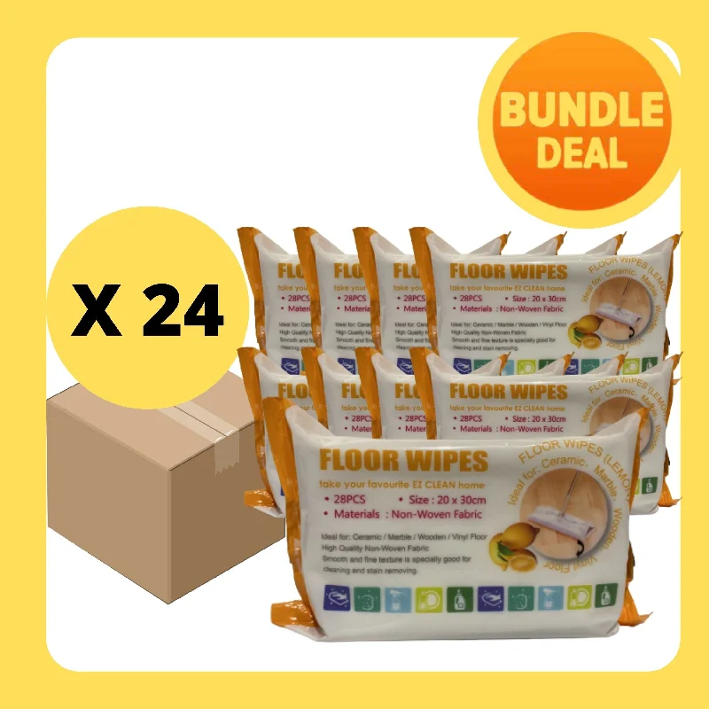 Ez Clean Floor Wipes Lemon 28 pcs - (1pcs/Bundle of 12/24)