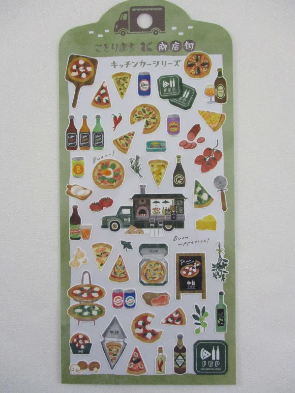 Cute Kawaii Mind Wave & Food Truck Series - Pizza Facciamo Una Pausa Sticker Sheet - for Journal Planner Craft