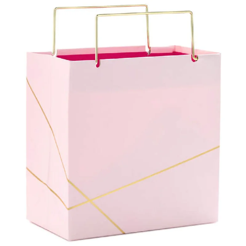 Hallmark : Light Pink With Gold Small Square Gift Bag, 5.5"