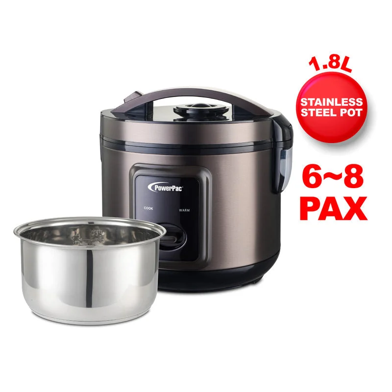 PowerPac Rice Cooker Stainless Steel 1.5L (PPRC612)