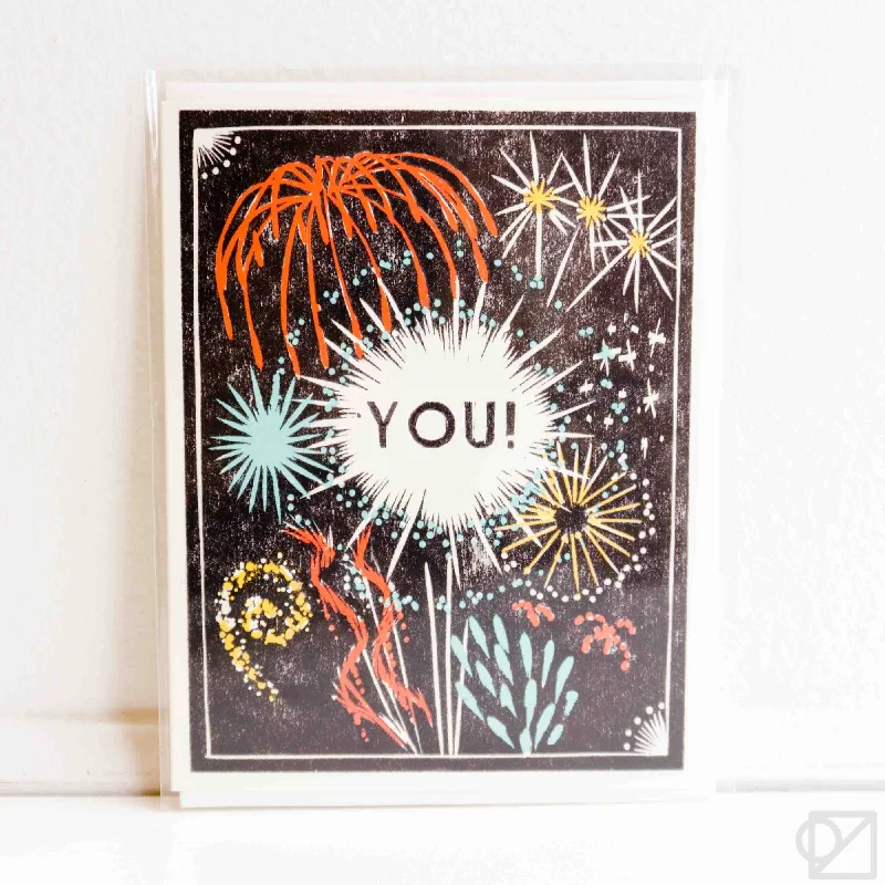 Fireworks For You Indigo Printed Card