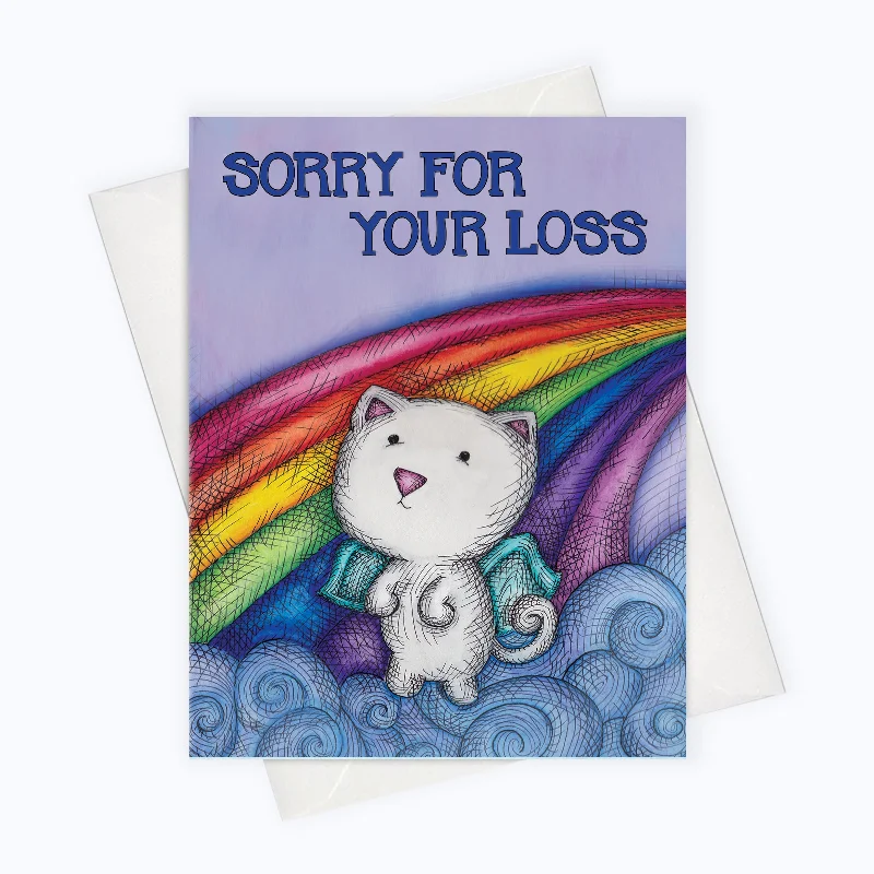 CAT SYMPATHY CARD | Sorry For Your Loss Card | Rainbow Cat | Pet Loss Card | Get Better Card | Cards for friends | Cute Cat Card