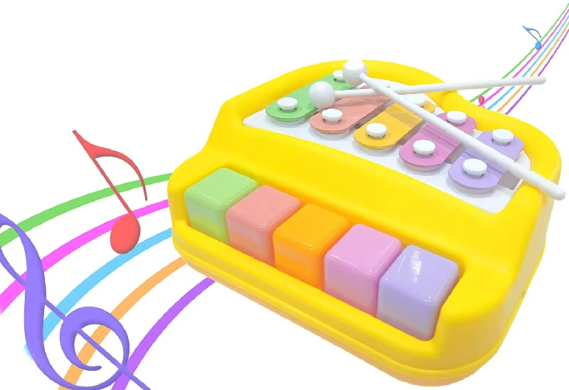 2 in 1 Xylophone and Piano Toy with Colorful Keys for Toddlers and Kids