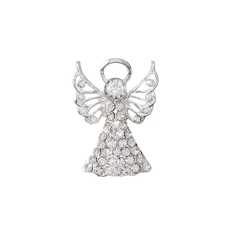 Periwinkle by Barlow : Silver Angel with Crystals - Pin