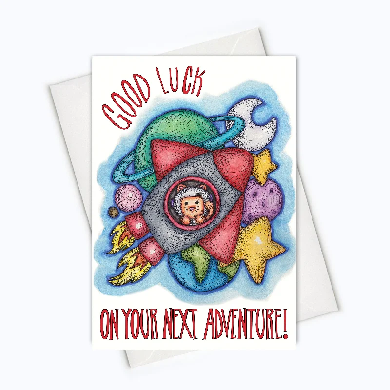 GOOD LUCK CAT CARD | Farewell Cat Card | Congratulations Cat Card | Congratulations Stationery | Cute Cat Card | Farewell Stationery