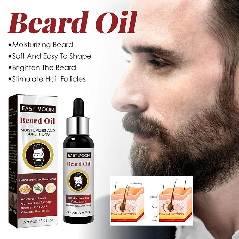 (NET) Beard Growth Organic Care Oil, Natural Beard Growth Serum, Promotes Facial Hair Growth 60 ml