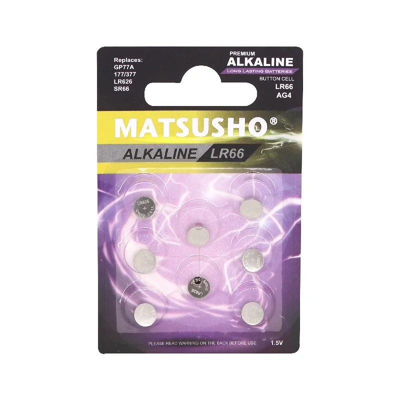 Matsusho LR66 AG13-BP8 Button Cells Alkaline 8s 1.MAT-8LR66 AG4-BP8