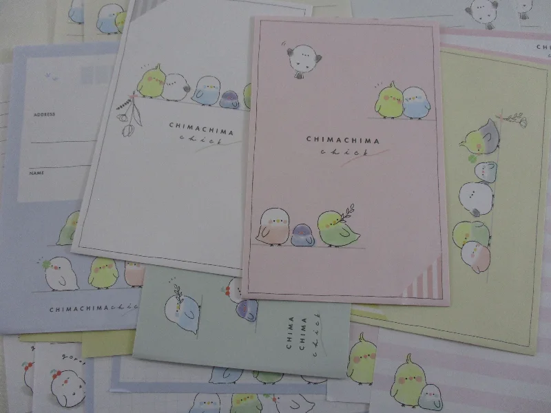 Cute Kawaii Crux Chima Chima Chick Bird Letter Sets - Stationery Writing Paper Envelope Penpal