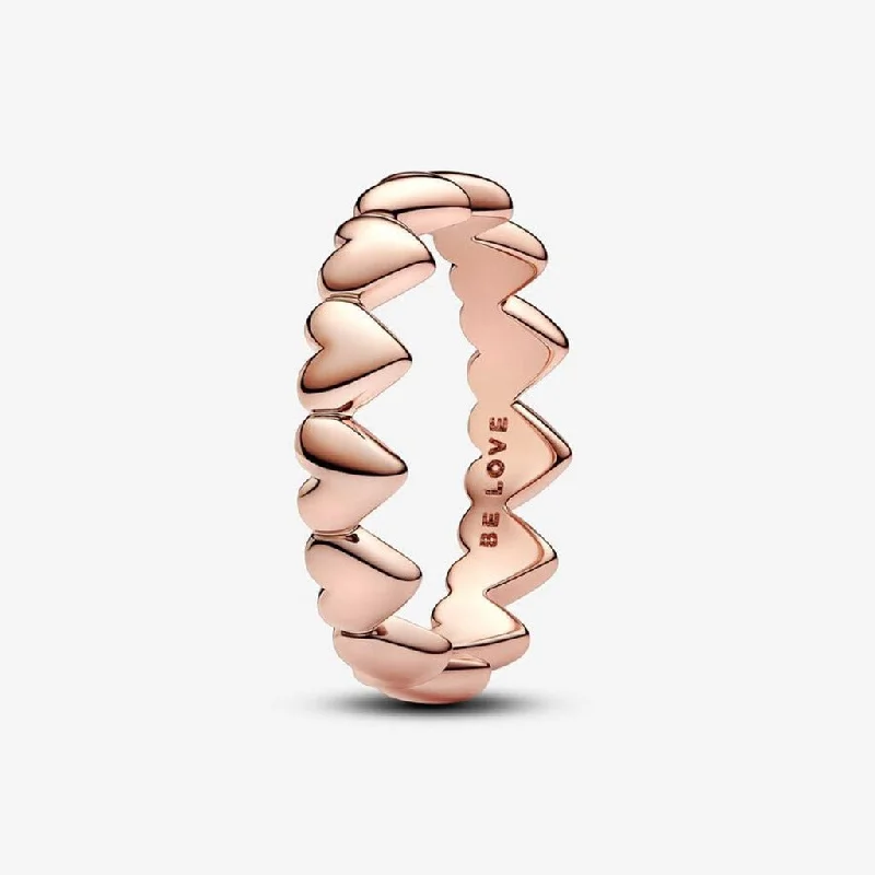 PANDORA : Row of Hearts Ring- Rose Gold