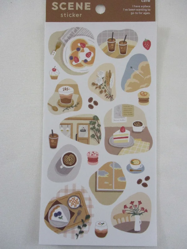 Cute Kawaii MW Scenic Scene Series Sticker Sheet - Cafe - for Journal Planner Craft Organizer Calendar