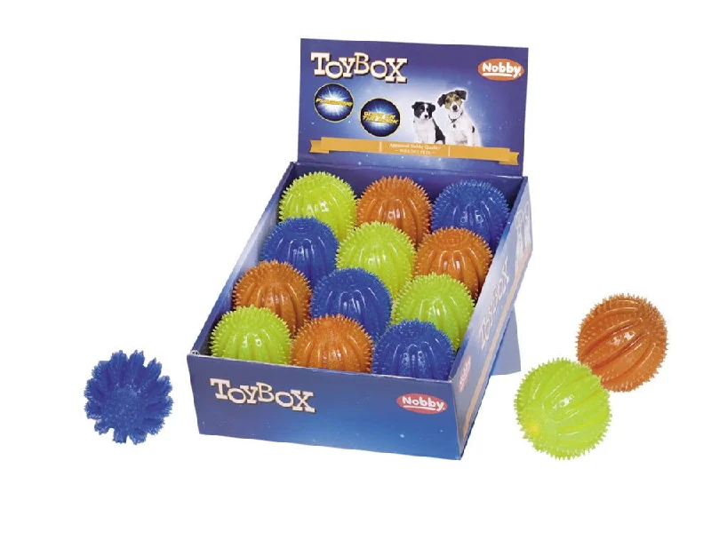 60009 NOBBY TPR  spiky ball "Flash & Glow" assorted coloures 6,5 cm