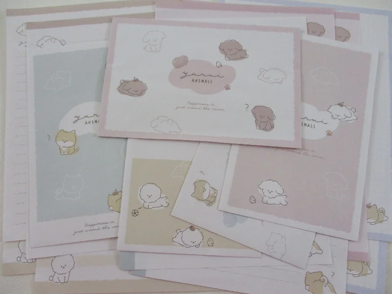 Cute Kawaii Crux Cute Dog Puppies Yurui Animals Letter Sets Stationery - writing paper envelope