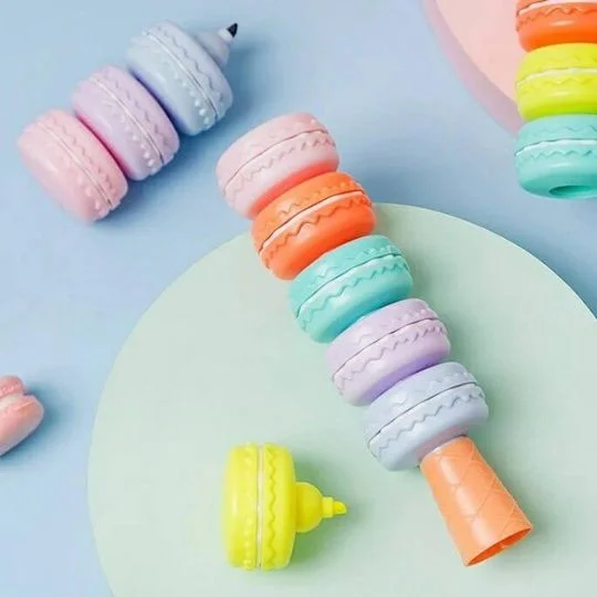 6 Colors Macaroon Stackable Highlighter Pen