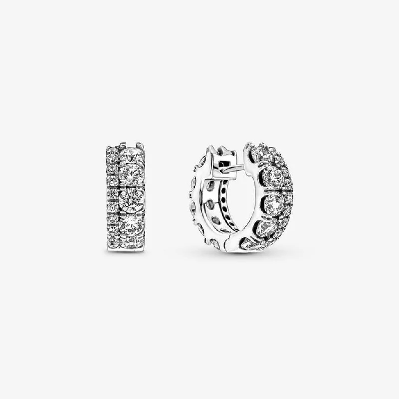 PANDORA : Double Band Pavé Hoop Earrings