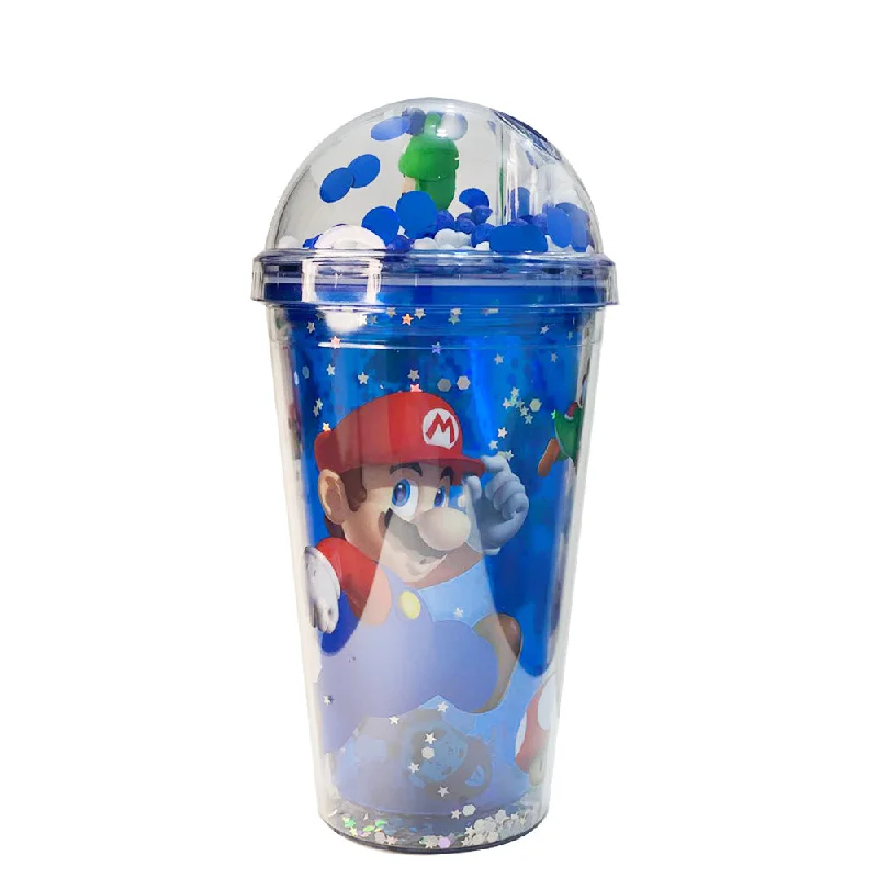 (NET) Mario Plastic Cup With Straw 450 ML