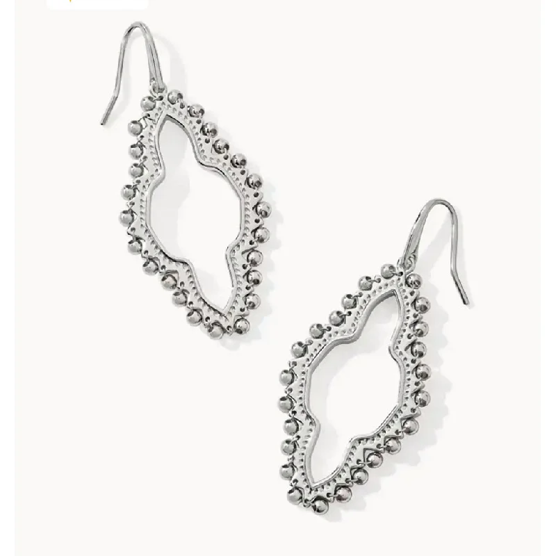 Kendra Scott : Abbie Beaded Open Frame Earrings-Silver