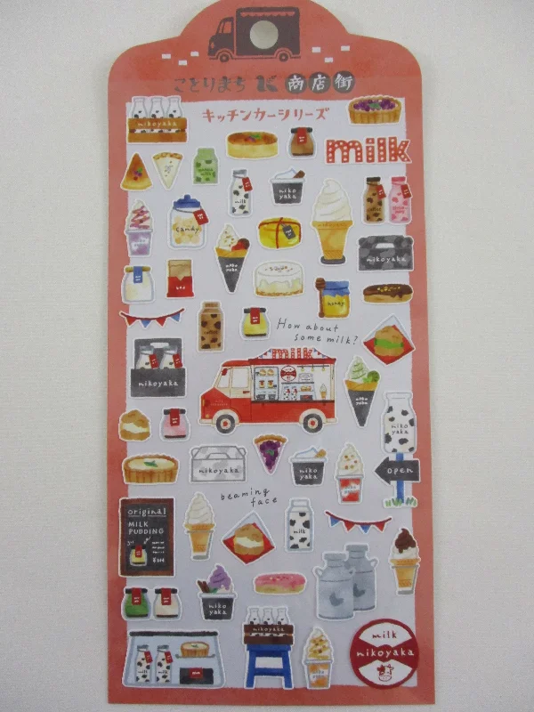 Cute Kawaii MW & Food Truck Series - Dairy Milk Ice Cream Yogurt Cheese Nikoyaka Sticker Sheet - for Journal Planner Craft