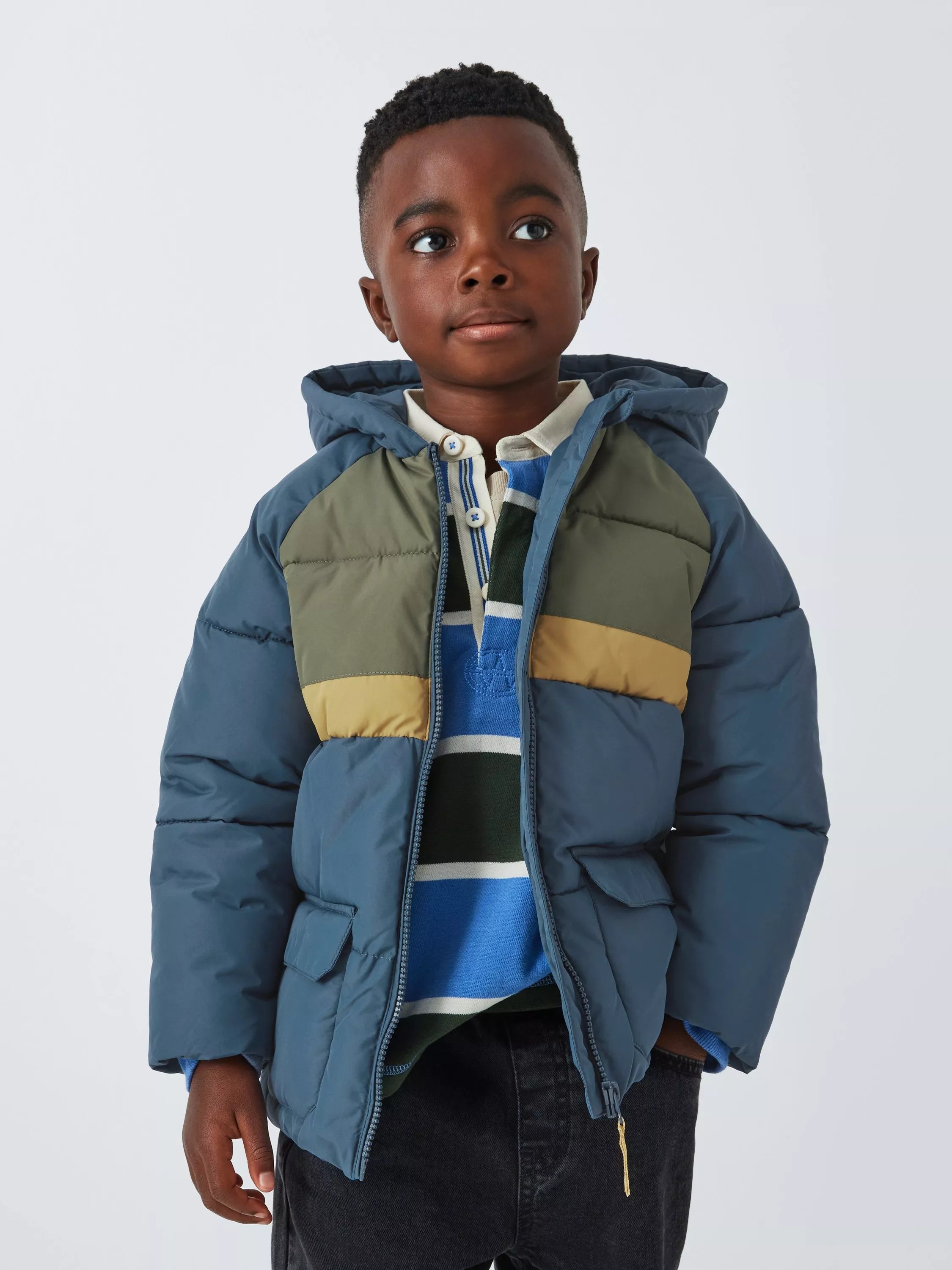 John Lewis Kids' Colour Block Padded Jacket, Blue