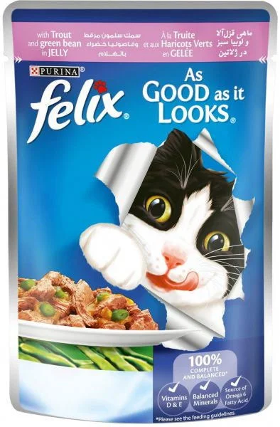 Purina Felix Trout and Green Bean in Jelly 100g