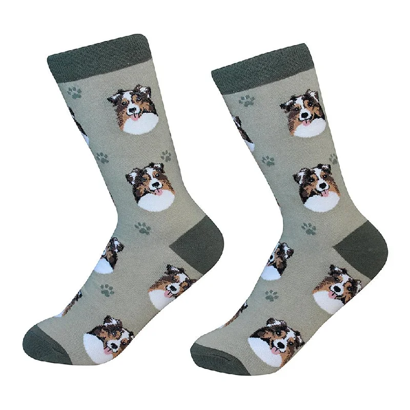 Dog Breed Crew Socks - Australian Shepherd