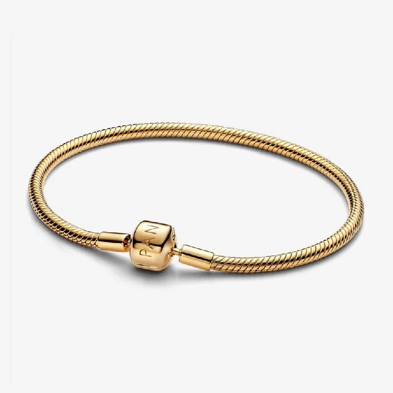 PANDORA : Barrel Clasp Snake Chain Bracelet- Gold