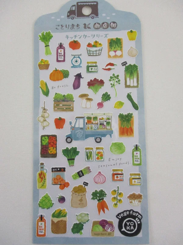 Cute Kawaii Mind Wave & Food Truck Series - Fruits Vegetables Farmers Sticker Sheet - for Journal Planner Craft