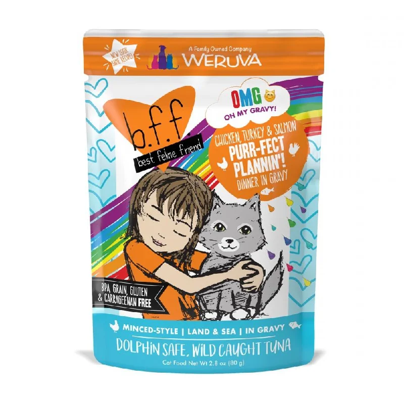 Weruva BFF Oh My Gravy Purr-Fect Plannin Grain Free Chicken, Tuna, & Salmon in Gravy Wet Cat Food Pouch (2.8-oz, single)