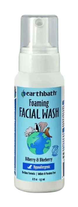 Earthbath Dog Foaming Facial Wash - Bilberry & Blueberry - 8oz Bottle